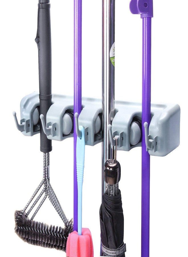 Japti Wall Mounted mop & Broom Hanger Holder for Bathroom Wall,Garage Garden Tool Rack Organizer for Storage,mop Organizer Holder Stand,Broom Stick Holder Wall Cleaning(Medium/Grey) - Image 1